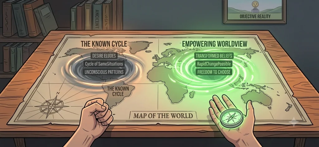 A map of the world showing how to change limiting beliefs and unconscious cycles